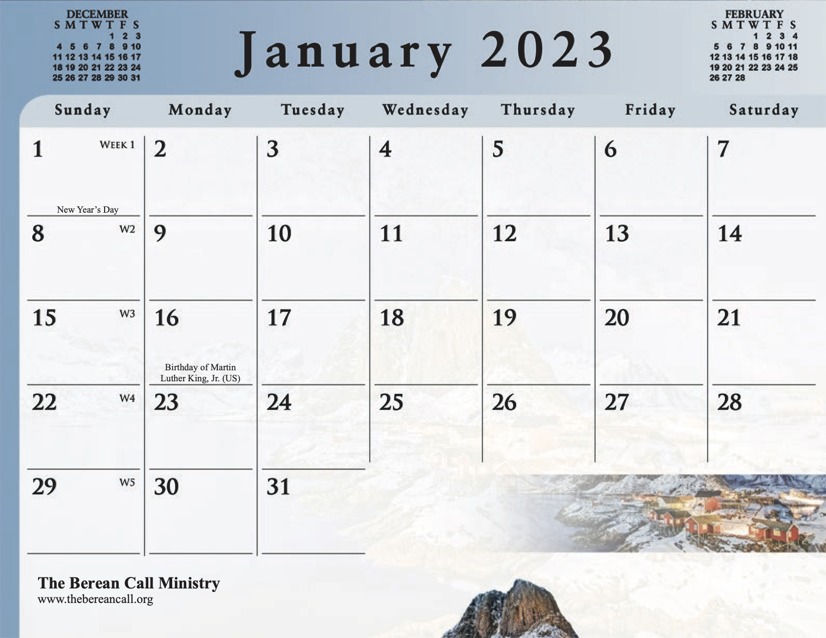2023 Gospel of Peace Calendar *MONTHLY VERSES ONLY*